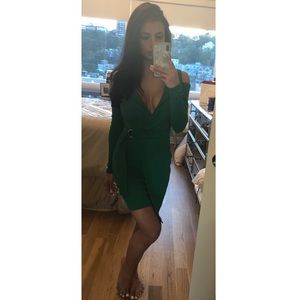 PLT Green Cold Shoulder Blazer Dress